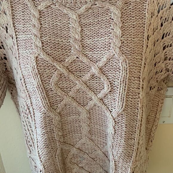 PRANA Rose Pink‎ crocheted chunky Cable knit Sweater Small - Picture 4 of 11